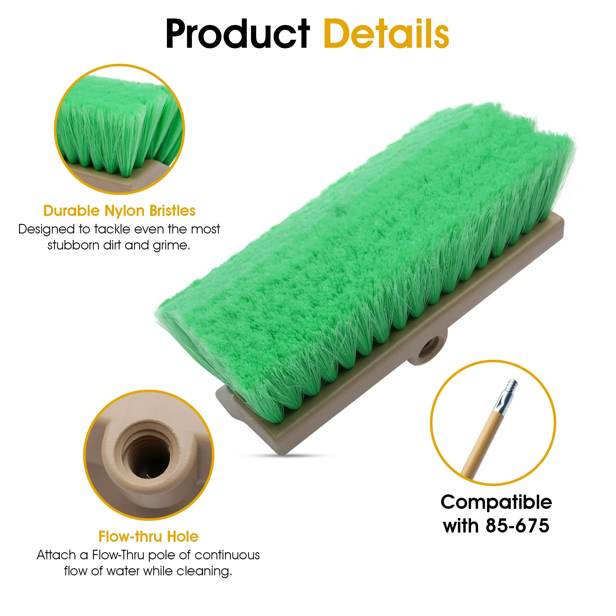 10" Bi-Level Wash Brush - Green Nylon