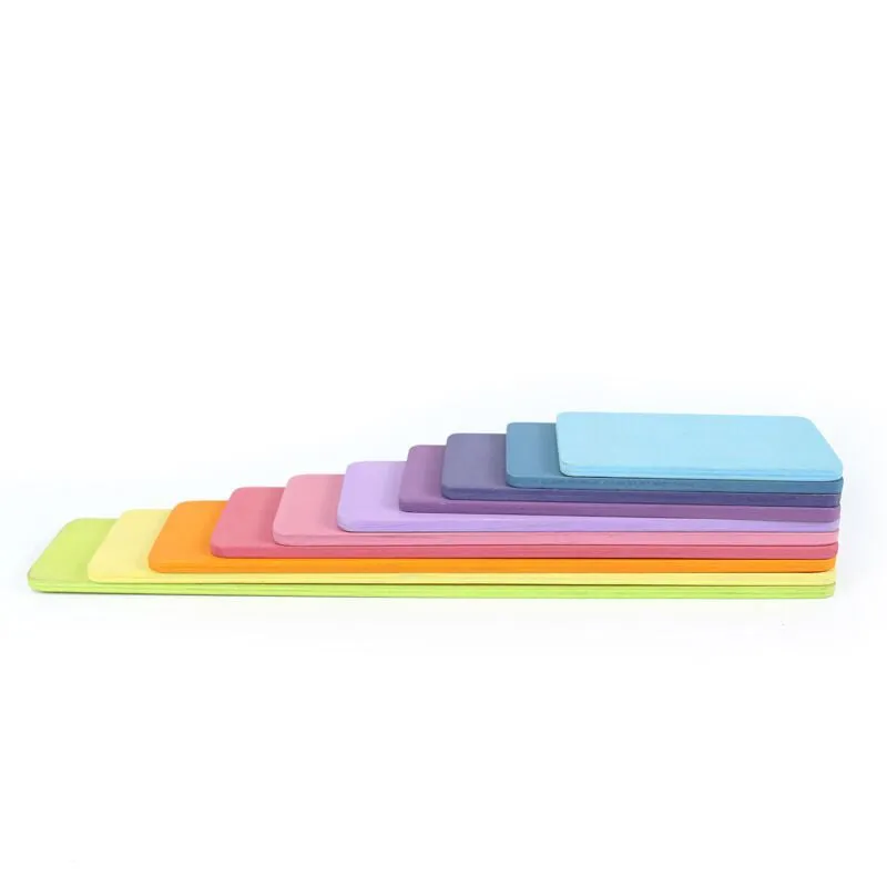 11 Pcs Wooden Rectangular Building Boards in Pastel/Macaron Colors