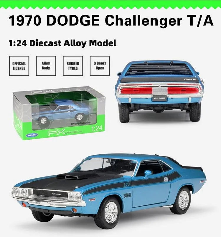 1:24 Dodge Challenger T/A 1970 Alloy Model Car