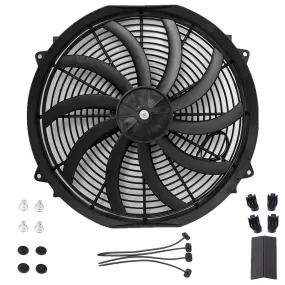 16 Inch Electric Radiator Cooling Fan 12V 120W 10 Blades Car w/ Mounting Kit