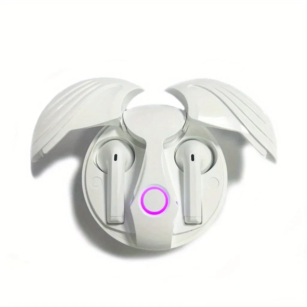 2023 New Angel Wings TWS Wireless Headset Half In Ear Premium Sport Running Ultra Long Range Charging Box Creative Opening And Closing Wings, Earphone Wireless Headphone HIFI Stereo