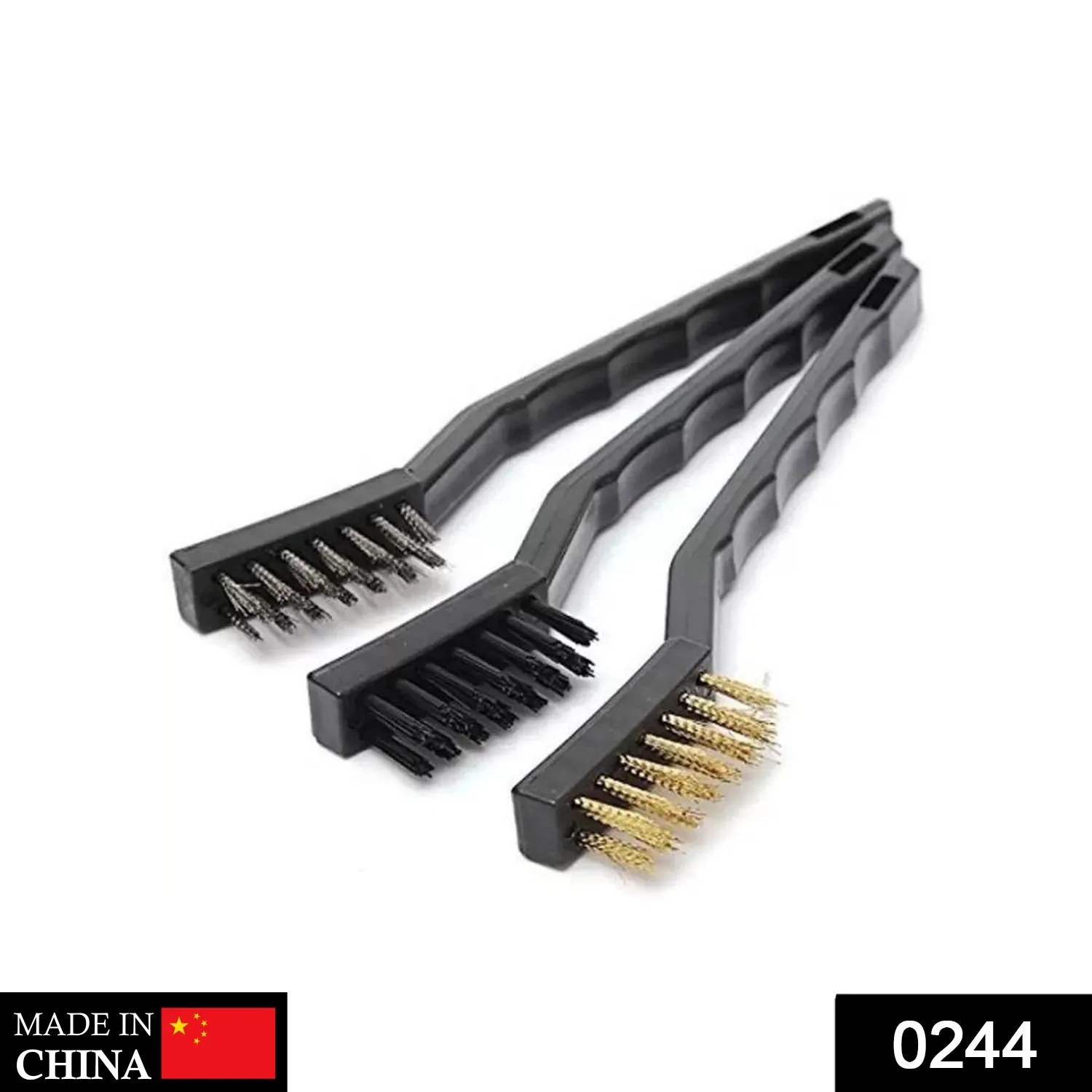 244 -3pcs Mini Wire Brush Set (Steel / Nylon / Brass Brush)