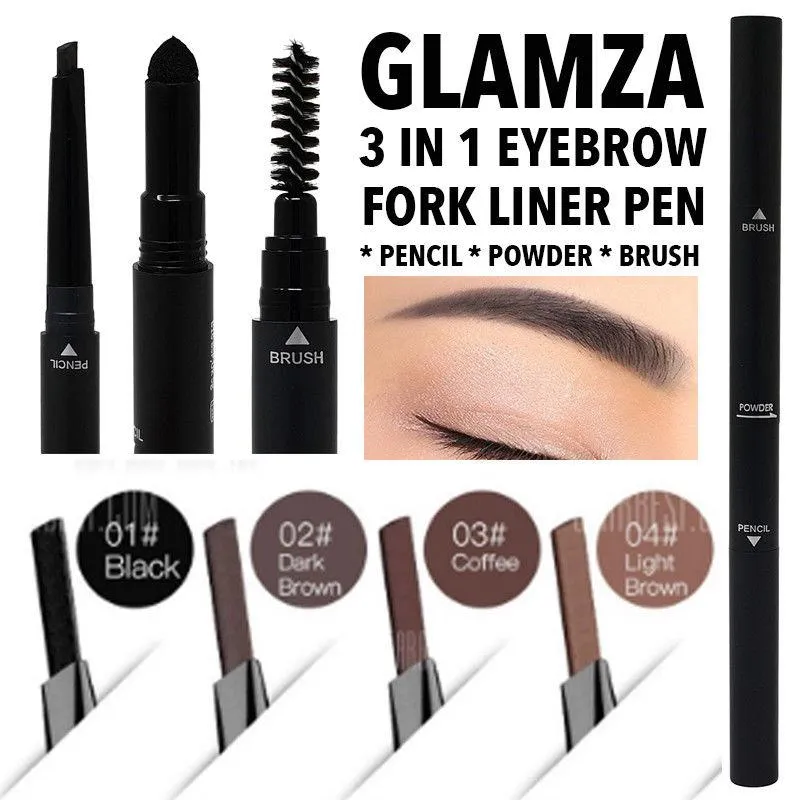 3 In 1 Smooth Stereo Eyebrow Pen - Brush, Powder & Pen.