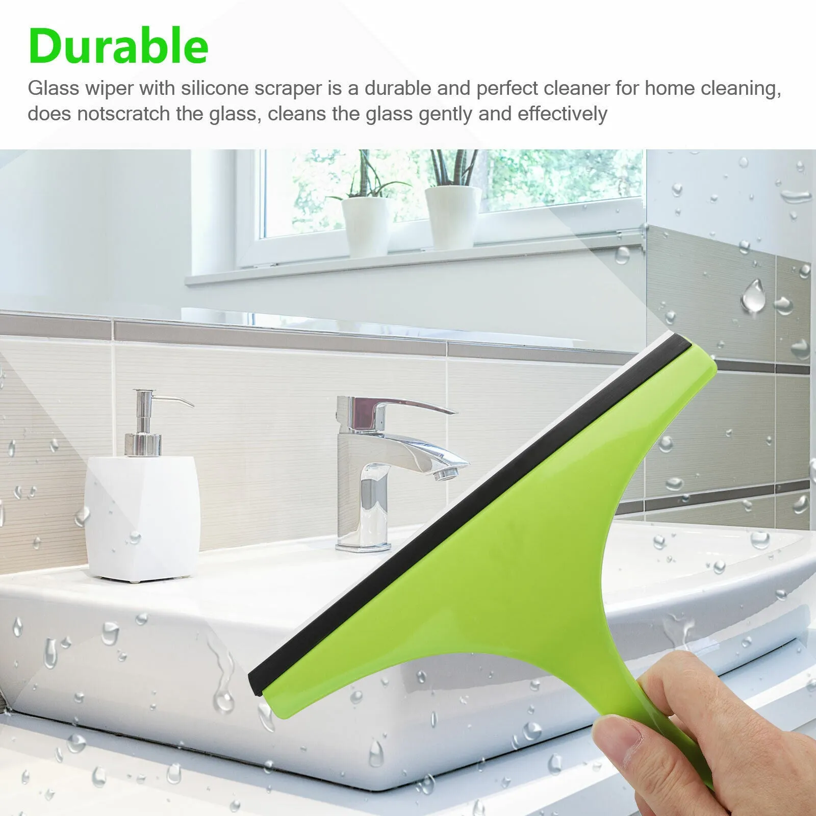 3X Glass Window Wiper Cleaner Squeegee Shower Screen Mirror Home Car Blade Brush Simple Green Car Glass Window Cleaner Wiper Cleaner Household Cleaning Brush Window Cleaning Tools