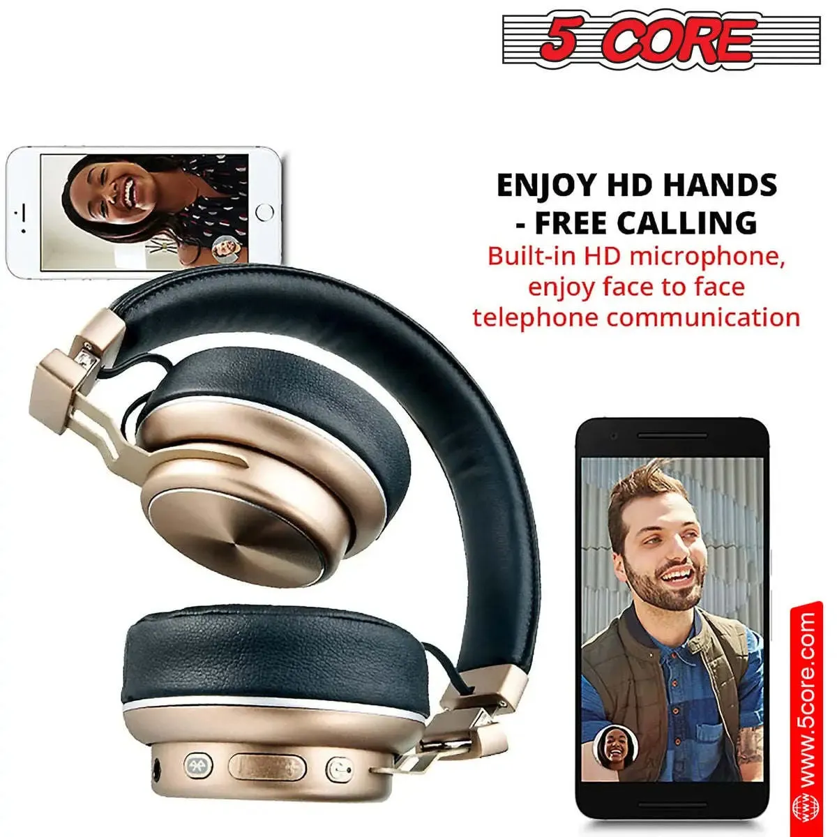 5 Core Bluetooth Headphones Over Ear Noise Cancelling Headset