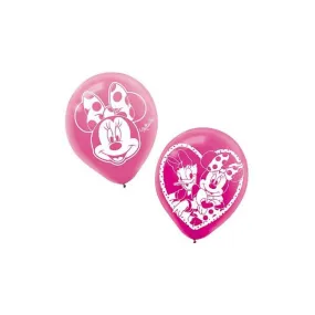 6 Pack Minnie Mouse Latex Balloons - 30cm