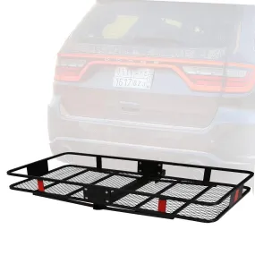 60"x 24"x 6.5" Hitch Mount Steel Cargo Carrier Basket Folding Cargo Rack with 2" Receiver, Black