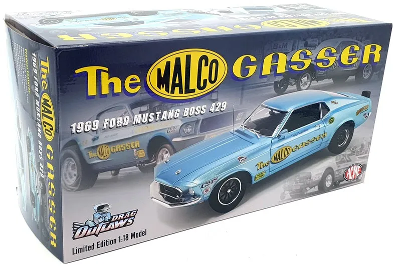 Acme 1/18 Scale A1801858 - 1969 Ford Mustang Boss 429 Malco Gasser Blue