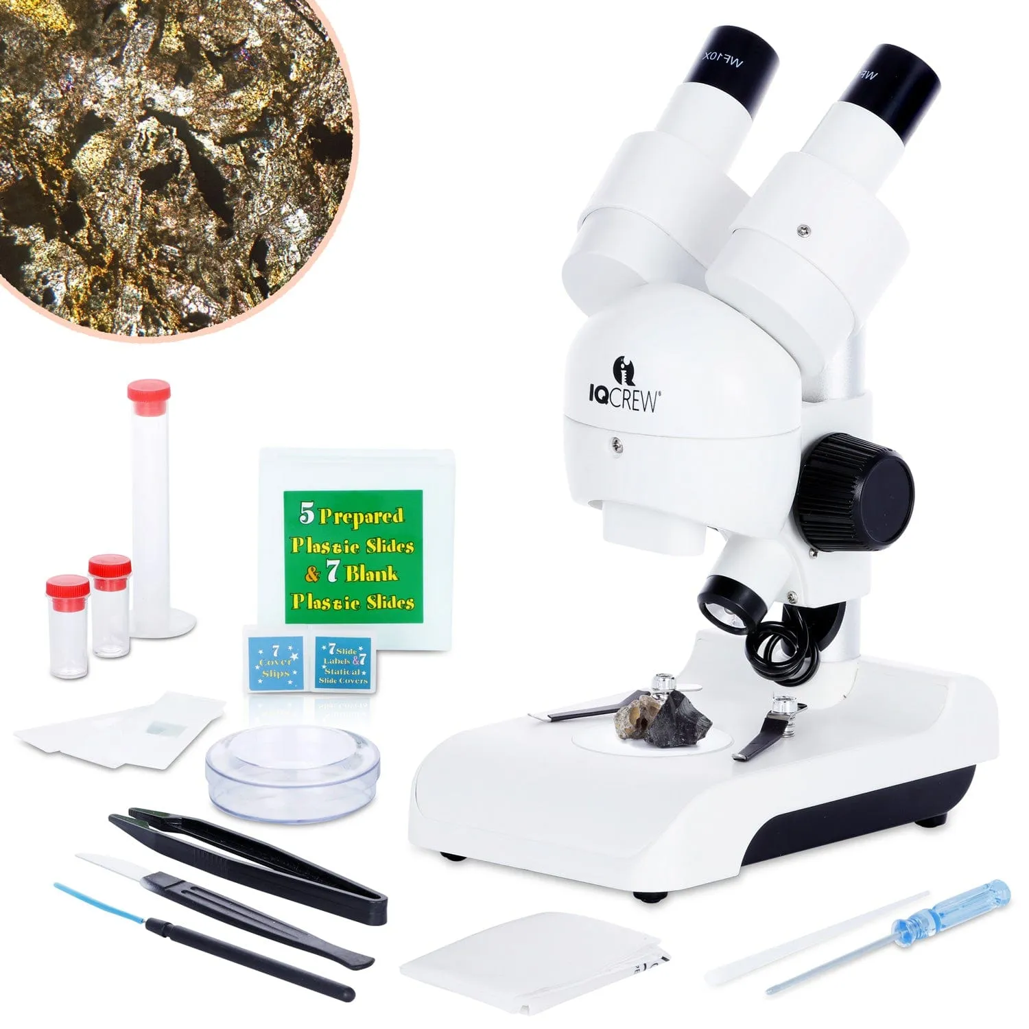 AmScope Kid's Natural Geode Discoverer Series Set featuring Deluxe All-In-One Stereo Microscope, Ultimate Natural Geode Exploration Set and more