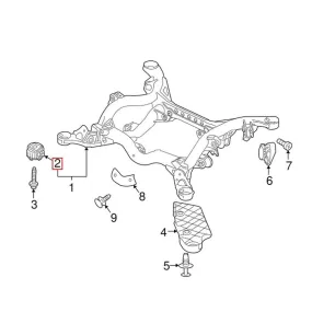 Audi Subframe Bushing – Rear Rearward 7L8599035C