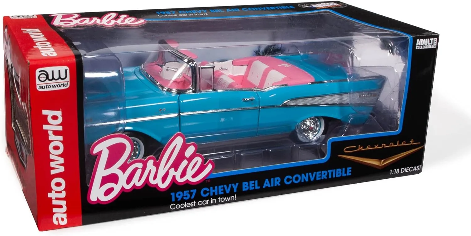 Barbie Aqua 1957 Chevy Bel Air Convertible, 1:18 Scale Diecast Car