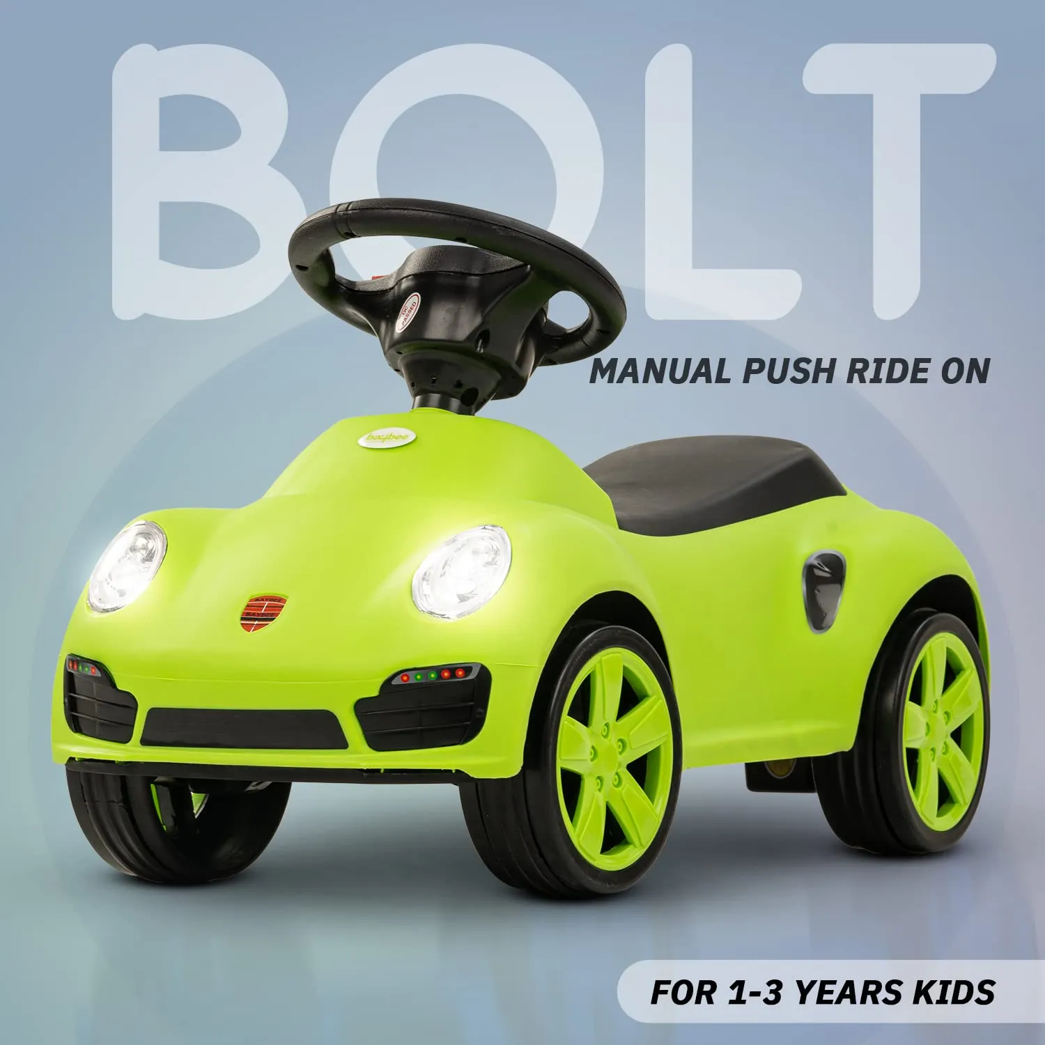 Baybee Bolt Push Ride on Car for Kids, Baby Rideons Car with Music, Light & Comfort Seat | Push Baby Cars Toys for Kids Toddlers | Kids Car Ride on for Kids to Drive 1 to 3 Years Boys Girls (Green)