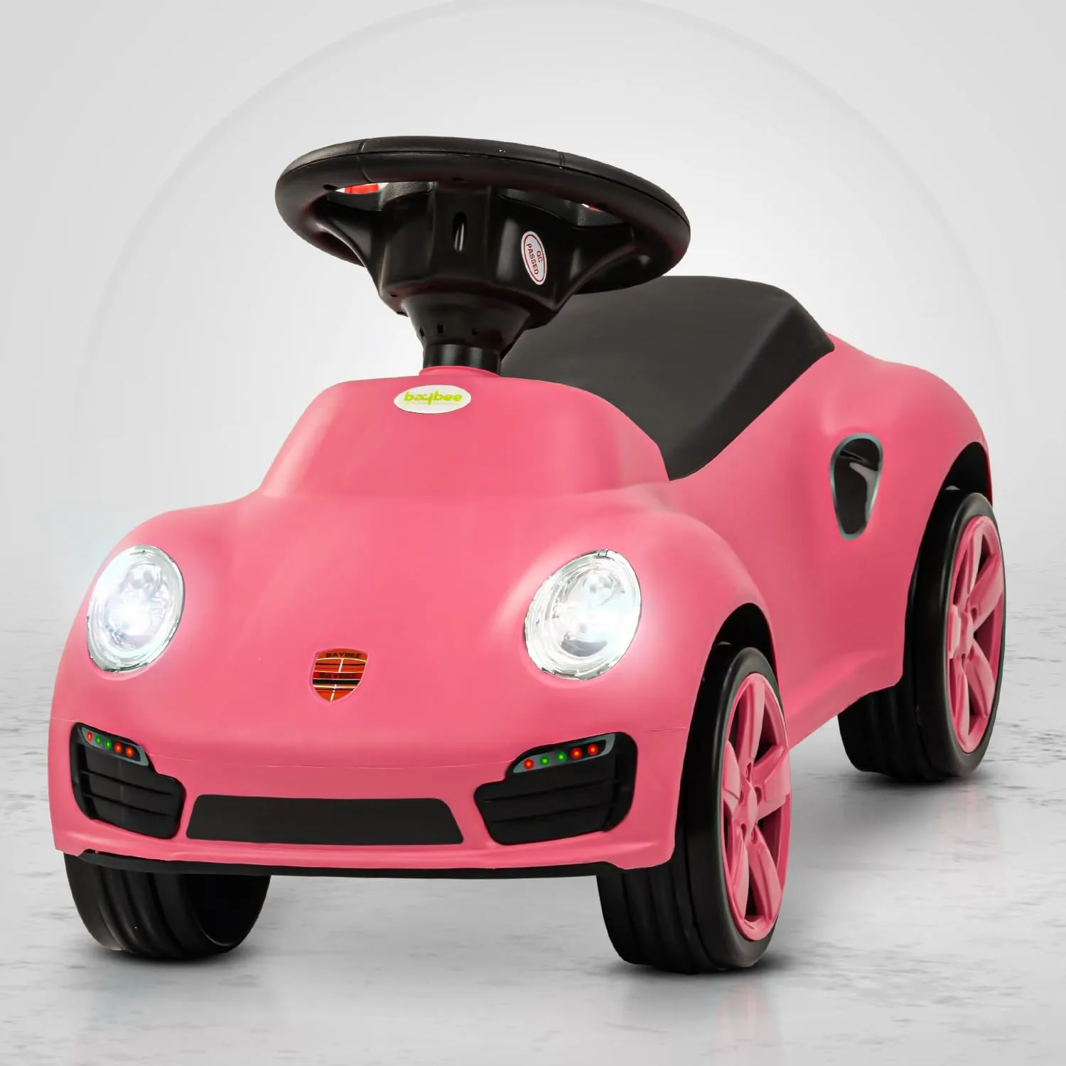 Baybee Bolt Push Ride on Car for Kids, Baby Rideons Car with Music, Light & Comfort Seat | Push Baby Cars Toys for Kids Toddlers | Kids Car Ride on for Kids to Drive 1 to 3 Years Boys Girls (Pink)