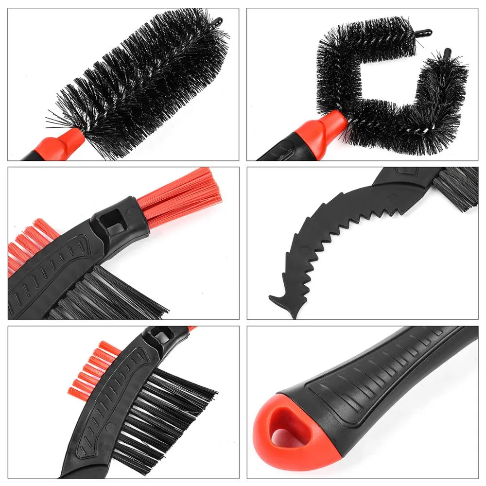 Bike Cleaning Brush MTB Bicycle Wheel Tire Rim Brush Washing Cleaning Tool Set Multifunction Cycling Hub Gears Brush