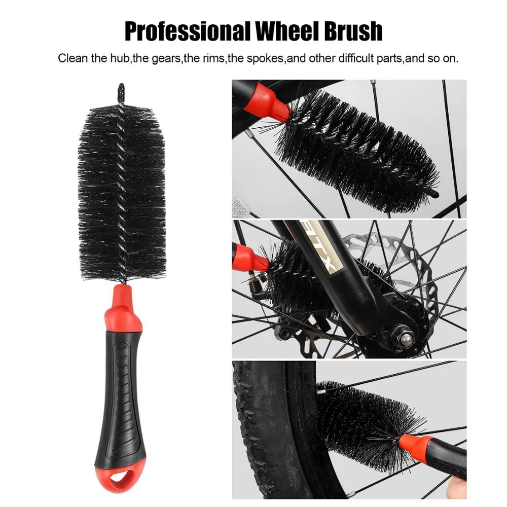 Bike Cleaning Brush MTB Bicycle Wheel Tire Rim Brush Washing Cleaning Tool Set Multifunction Cycling Hub Gears Brush