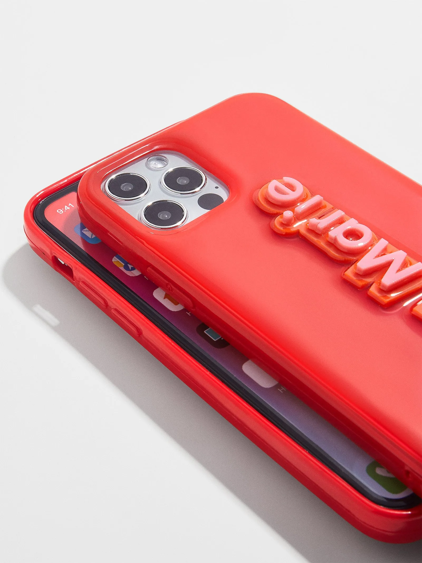 Block Font Custom iPhone Case - Bright Red/Pink