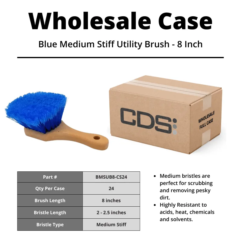 Blue Medium Stiff Utility Brush - 8 Inch [Case of 24]