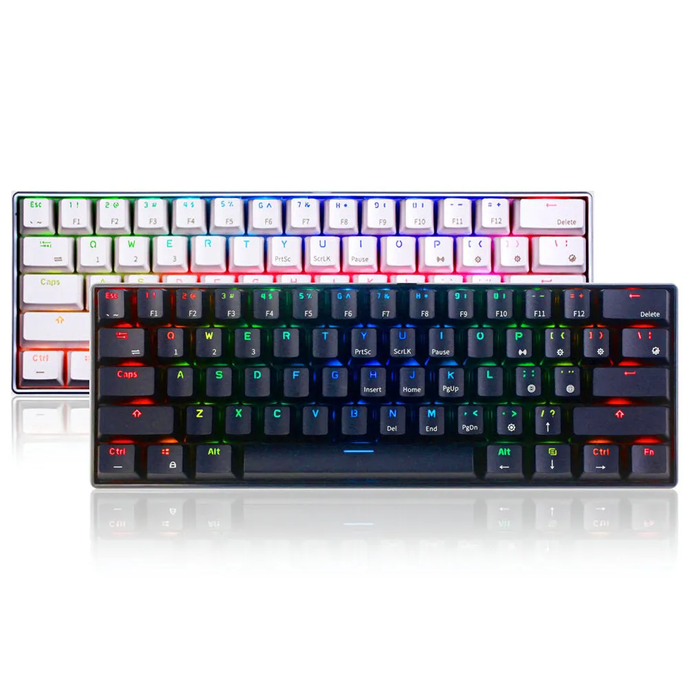 Bluetooth Wired Mechanical Keyboard - Compact 61 Keys RGB for Gaming