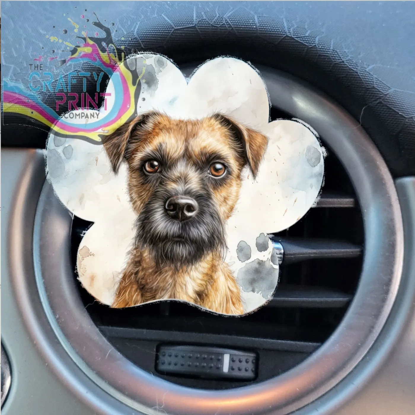 Border Terrier Acrylic Paw Print Car Vent Clip on Air Freshener