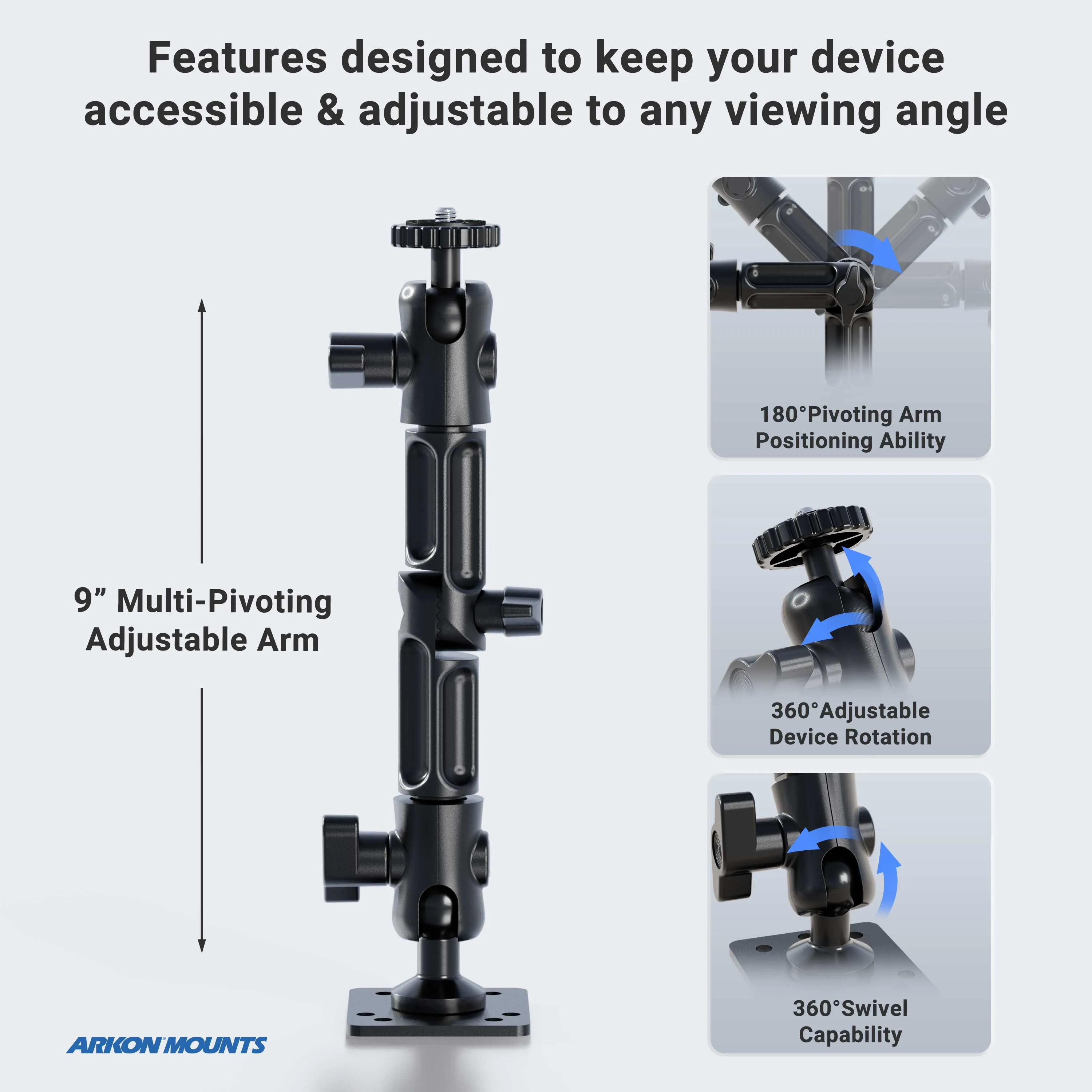 Camera Wall Mount with Multi-Angle Arm for Security Camcorders & Cameras