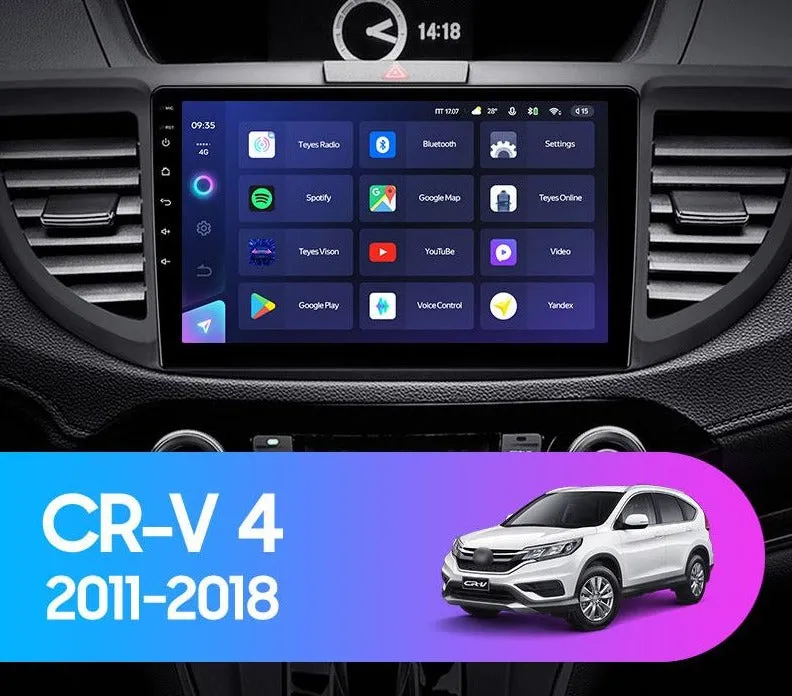 Car Dealz Elite 4G Data Model 10.2" Android 12.0 For Honda CR-V CRV 4 RM RE 2011 - 2018 In Dash Plus OEM Fascia