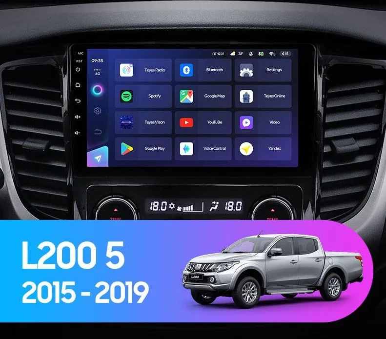 Car Dealz Elite 4G Data Model 10.2" Android 12.0 For Mitsubishi Triton L200 Challenger 5 2015 - 2019 In Dash Plus OEM Fascia