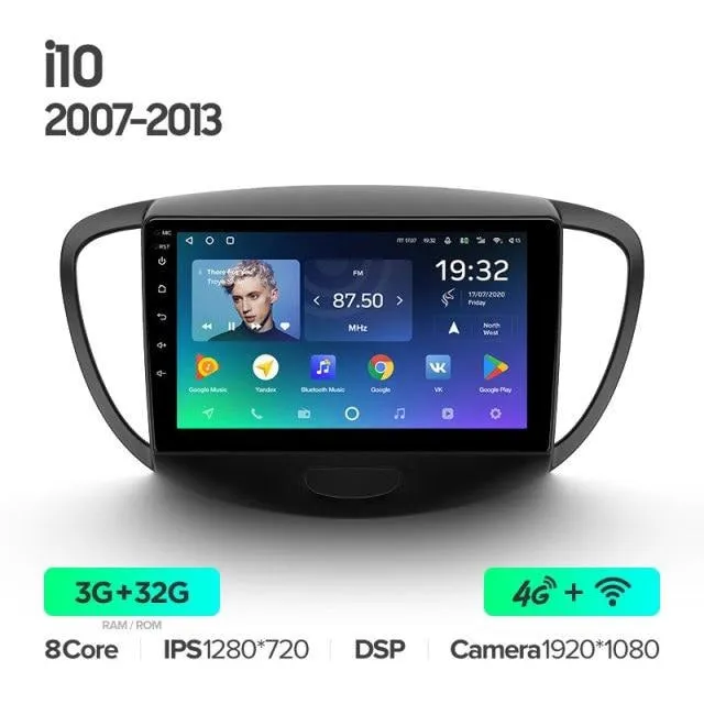 Car Dealz Premium Advanced 4G Data Model 10.2" Android 12.0 For Hyundai i10 2007 - 2013 In Dash Plus OEM Fascia