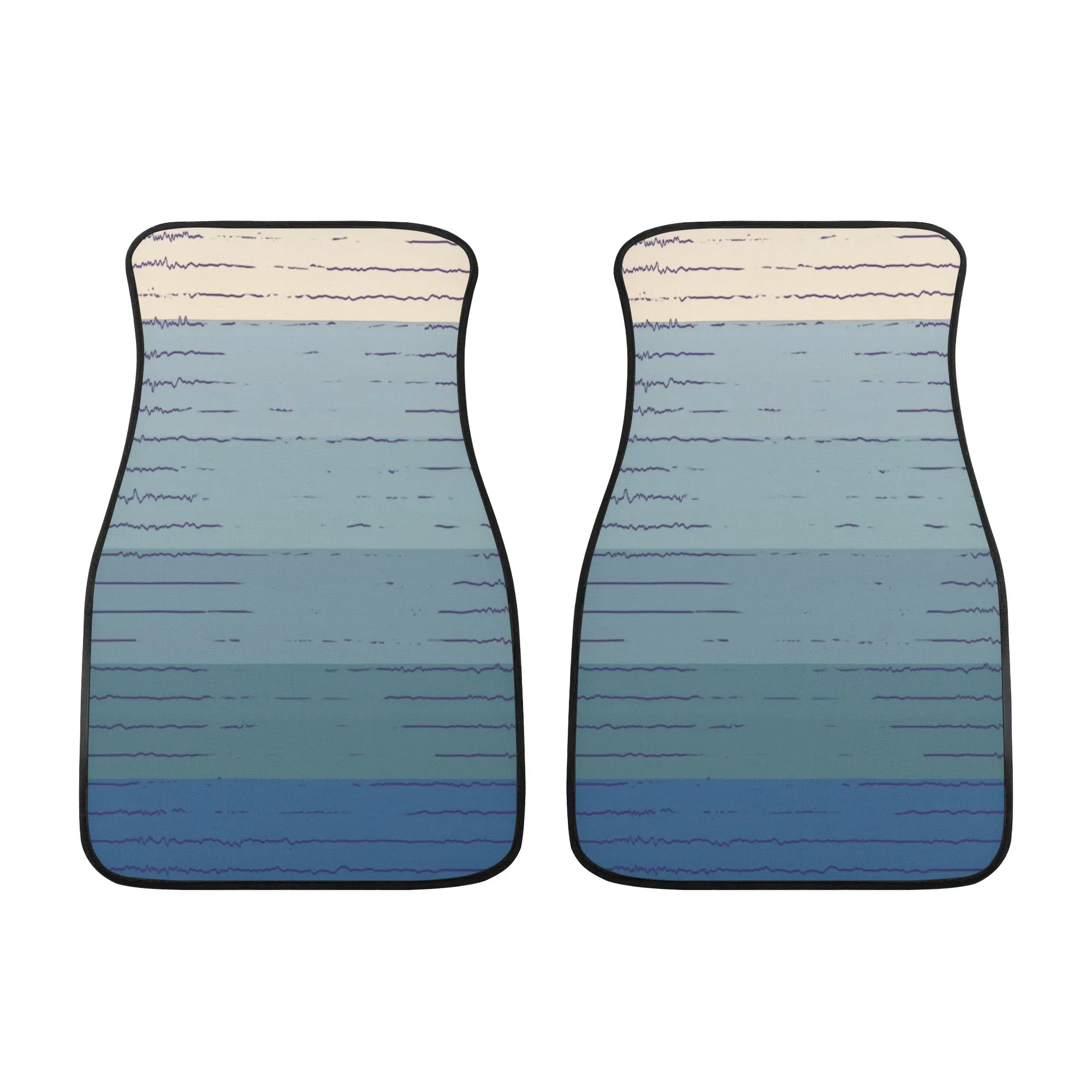 Car Floor Mats | Set of 2 | Universal size | All Weather proof | Affordable | Washable- Blue Rainbow Sunset