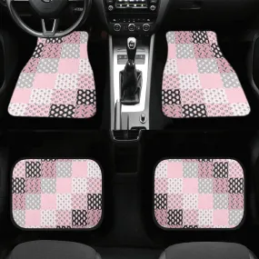 Car Floor Mats | Set of 4 | Universal size | All Weather proof | Affordable | Washable- Pastel Goth Checkered