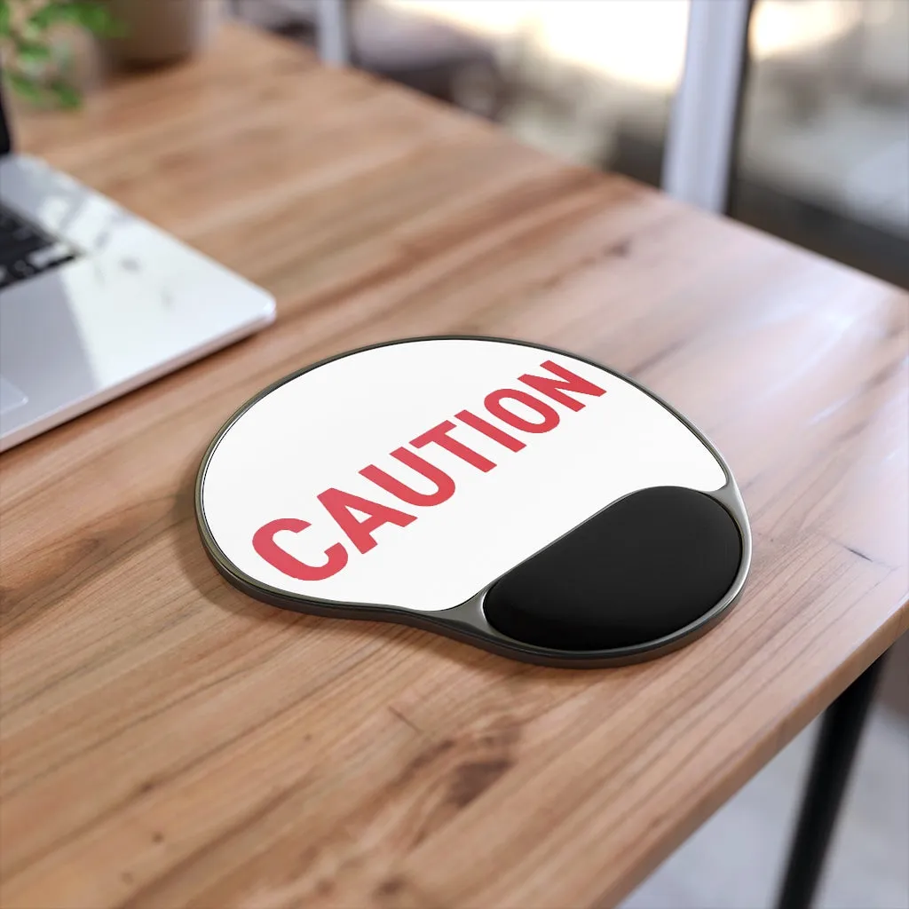 Caution Mouse Pad With Wrist Rest