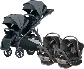 Chicco Corso Flex Twin Stroller Travel System Bundle - Legend / Shadow