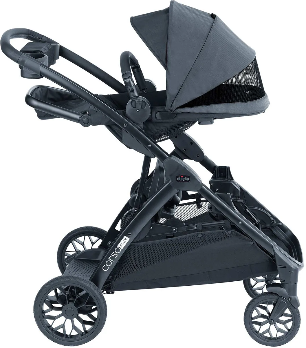 Chicco Corso Flex Twin Stroller Travel System Bundle - Legend / Shadow