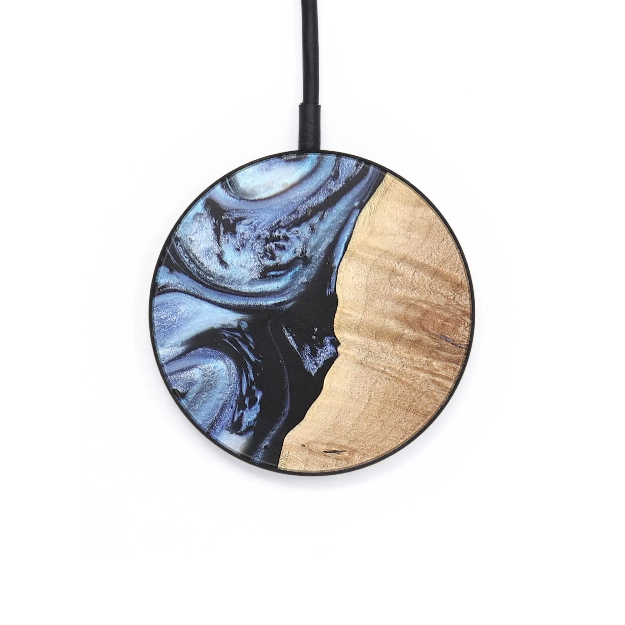 Circle Wood Resin Wireless Charger - Addie (Blue, 696909)