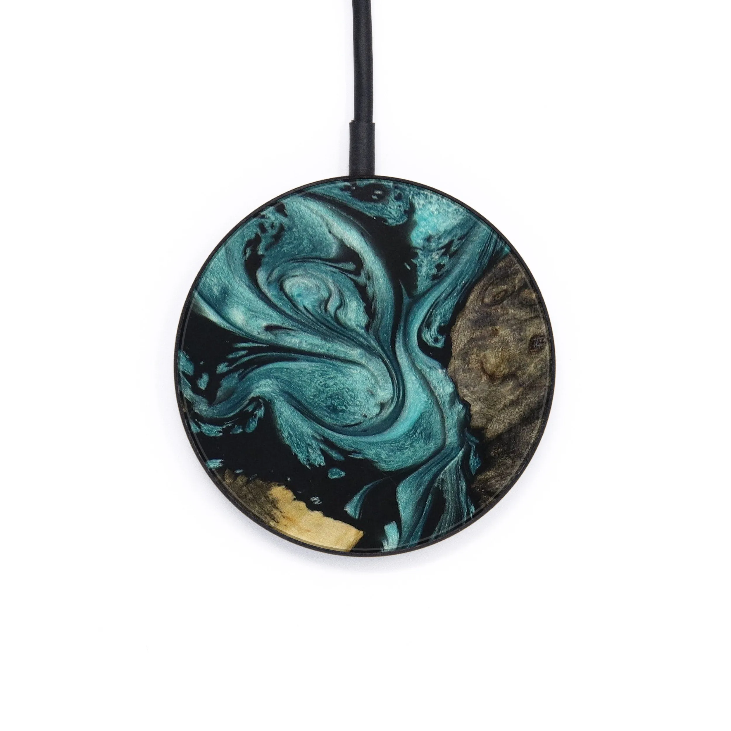 Circle Wood Resin Wireless Charger - Cecelia (Green, 647418)