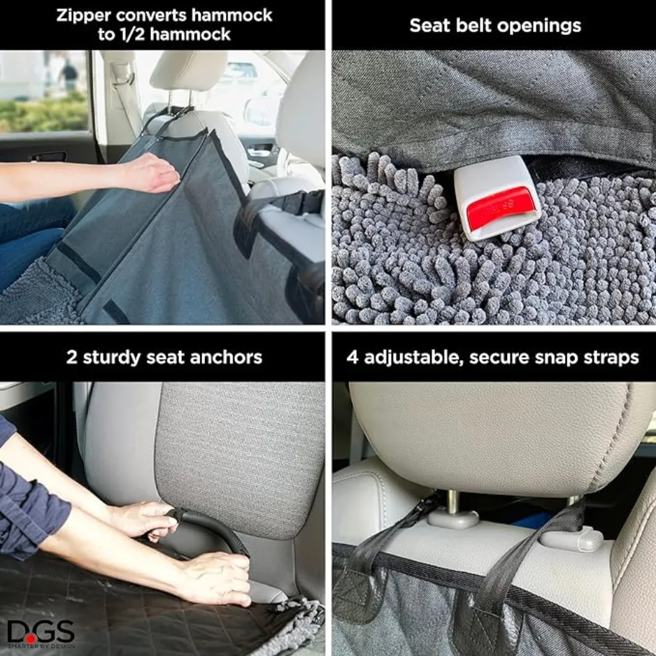 Dog Gone Smart Dirty Dog 3-in-1 Car Seat Cover & Hammock Black