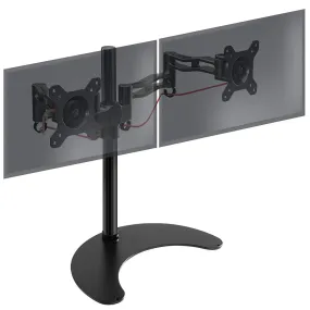 Duronic Dual Monitor Stand DM35D2 Double Monitor Arm Twin Riser Two Mount for 13-27” Computer Screen 2 Height Adjustable Clamp Stands for PC Gaming Work Desk, Home & Office Studio, VESA 75 100