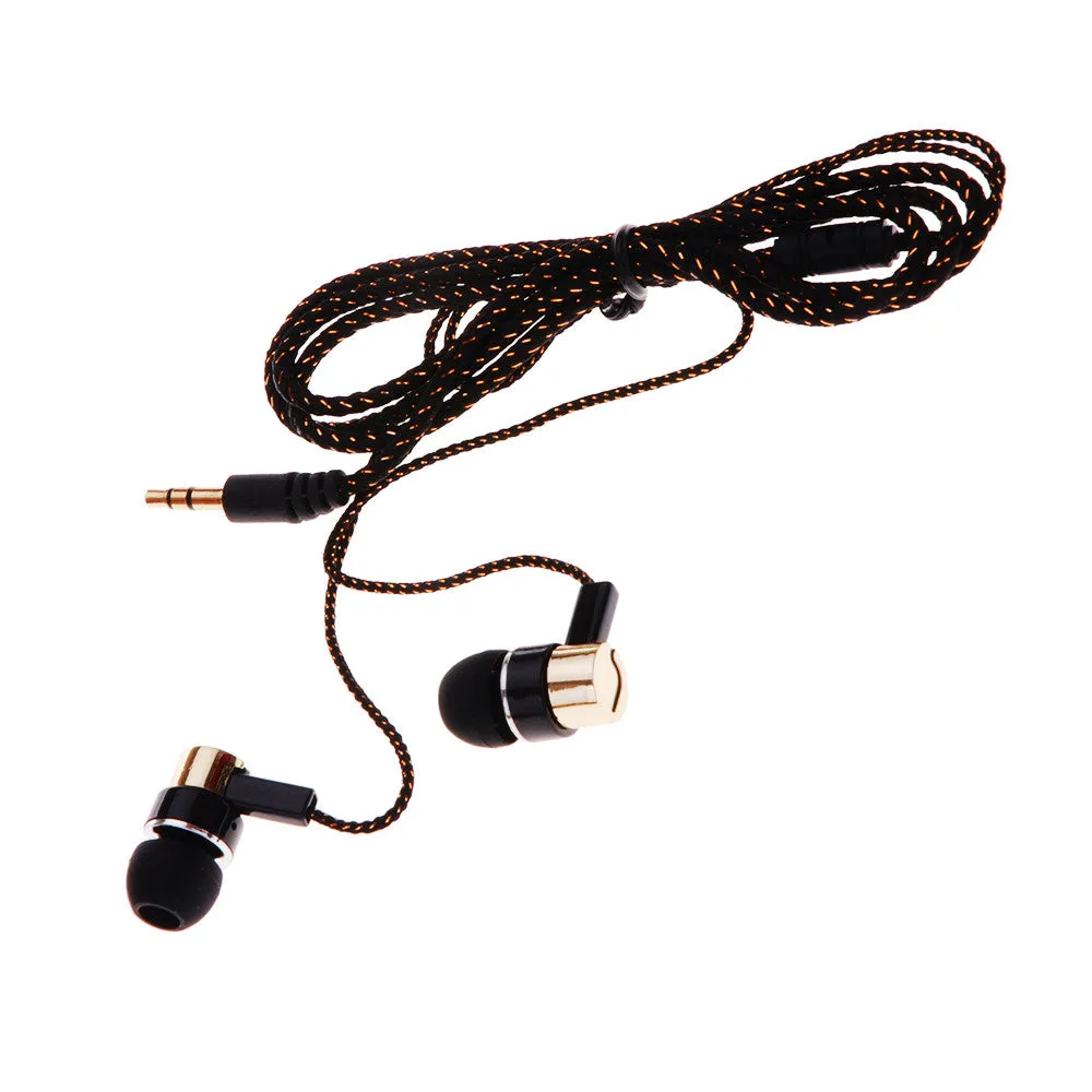 Earphones Jack Standard Noise Isolating 1.1M Reflective Fiber Cloth Line 3.5mm Stereo In-ear Earphone Earbuds Headphones