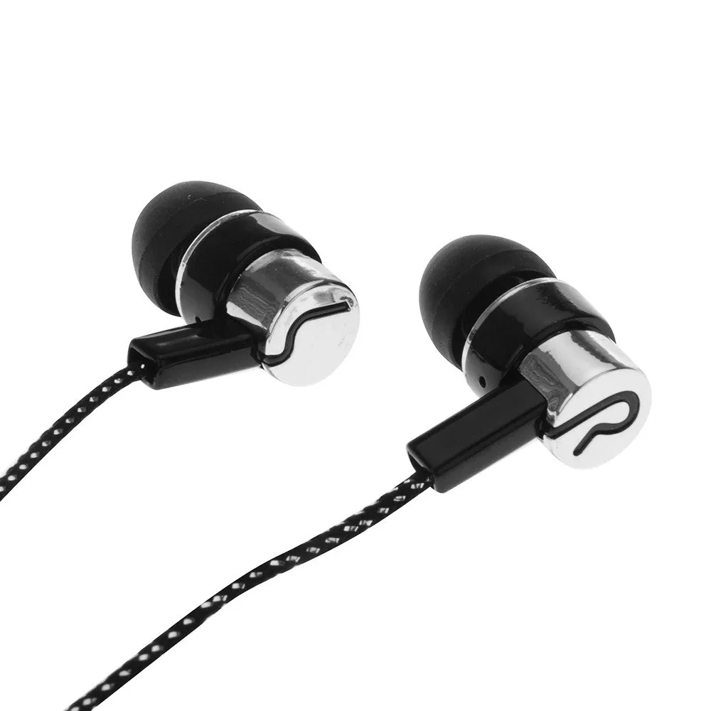 Earphones Jack Standard Noise Isolating 1.1M Reflective Fiber Cloth Line 3.5mm Stereo In-ear Earphone Earbuds Headphones