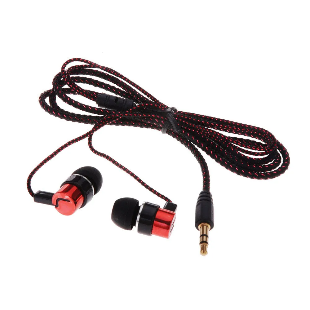 Earphones Jack Standard Noise Isolating 1.1M Reflective Fiber Cloth Line 3.5mm Stereo In-ear Earphone Earbuds Headphones