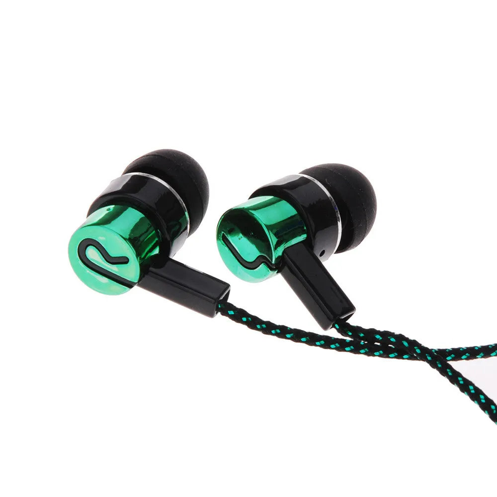 Earphones Jack Standard Noise Isolating 1.1M Reflective Fiber Cloth Line 3.5mm Stereo In-ear Earphone Earbuds Headphones