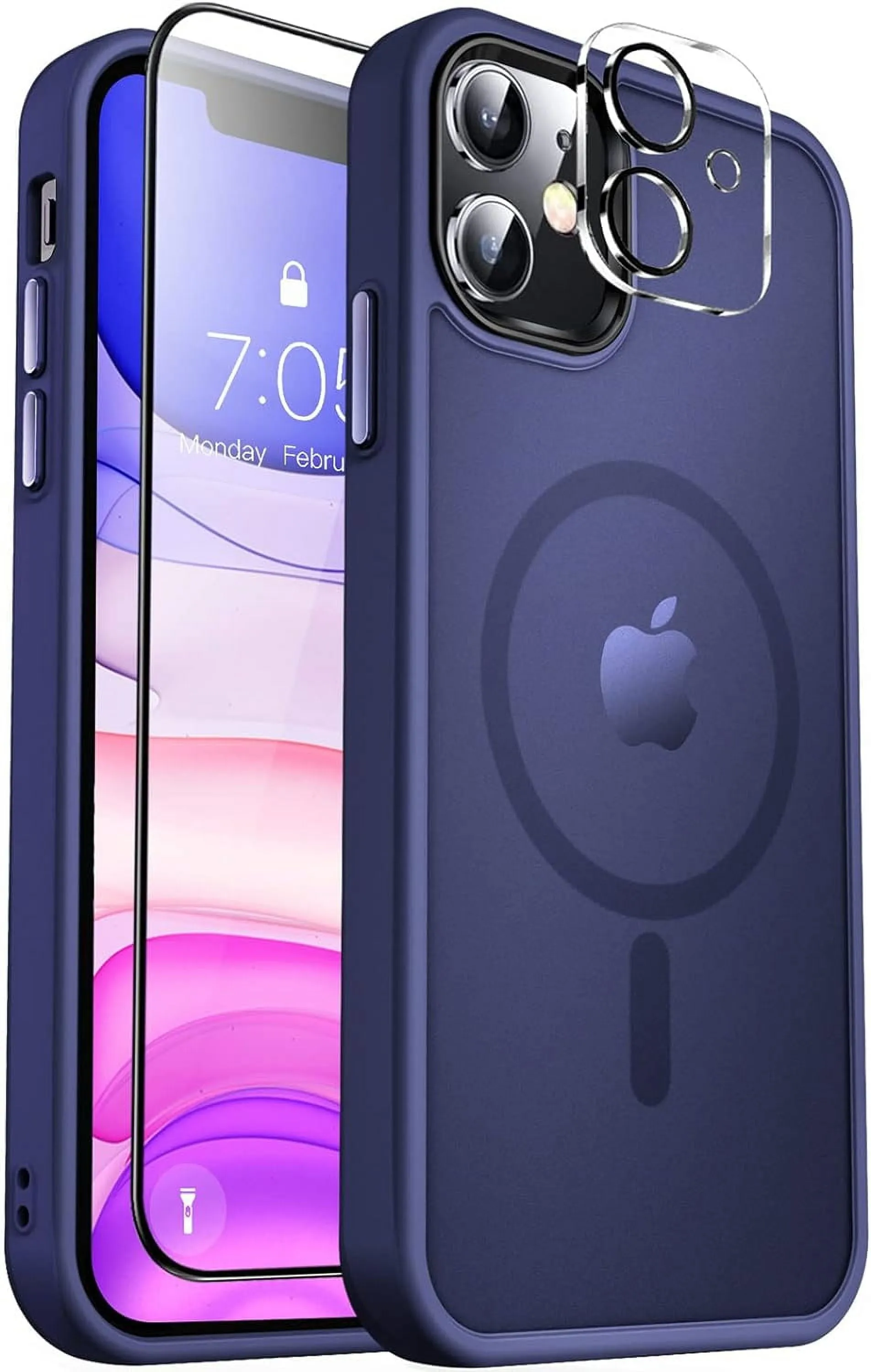 Entronix Apple iPhone 11 3-in-1 Bundle - [Magnetic] Translucent Matte Case, 1 Clear Screen Protector & 1 Camera Lens Protector,