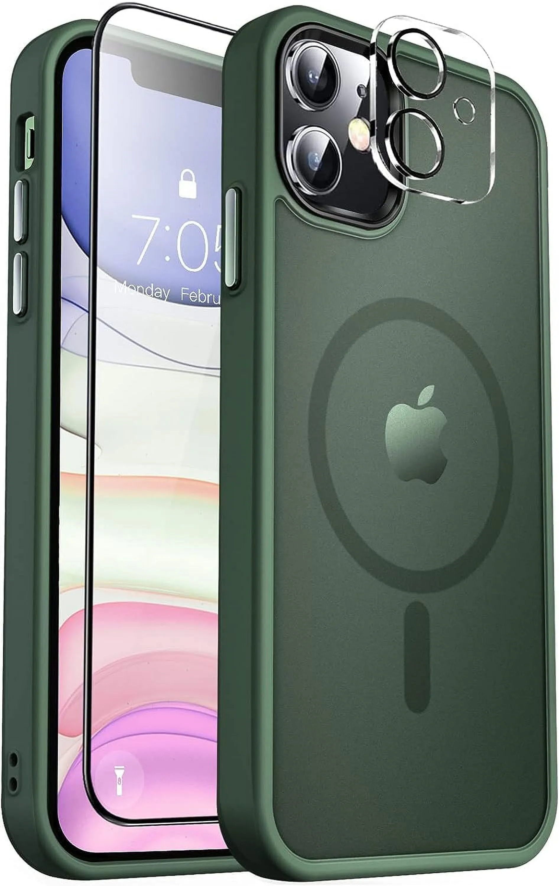 Entronix Apple iPhone 11 3-in-1 Bundle - [Magnetic] Translucent Matte Case, 1 Clear Screen Protector & 1 Camera Lens Protector,