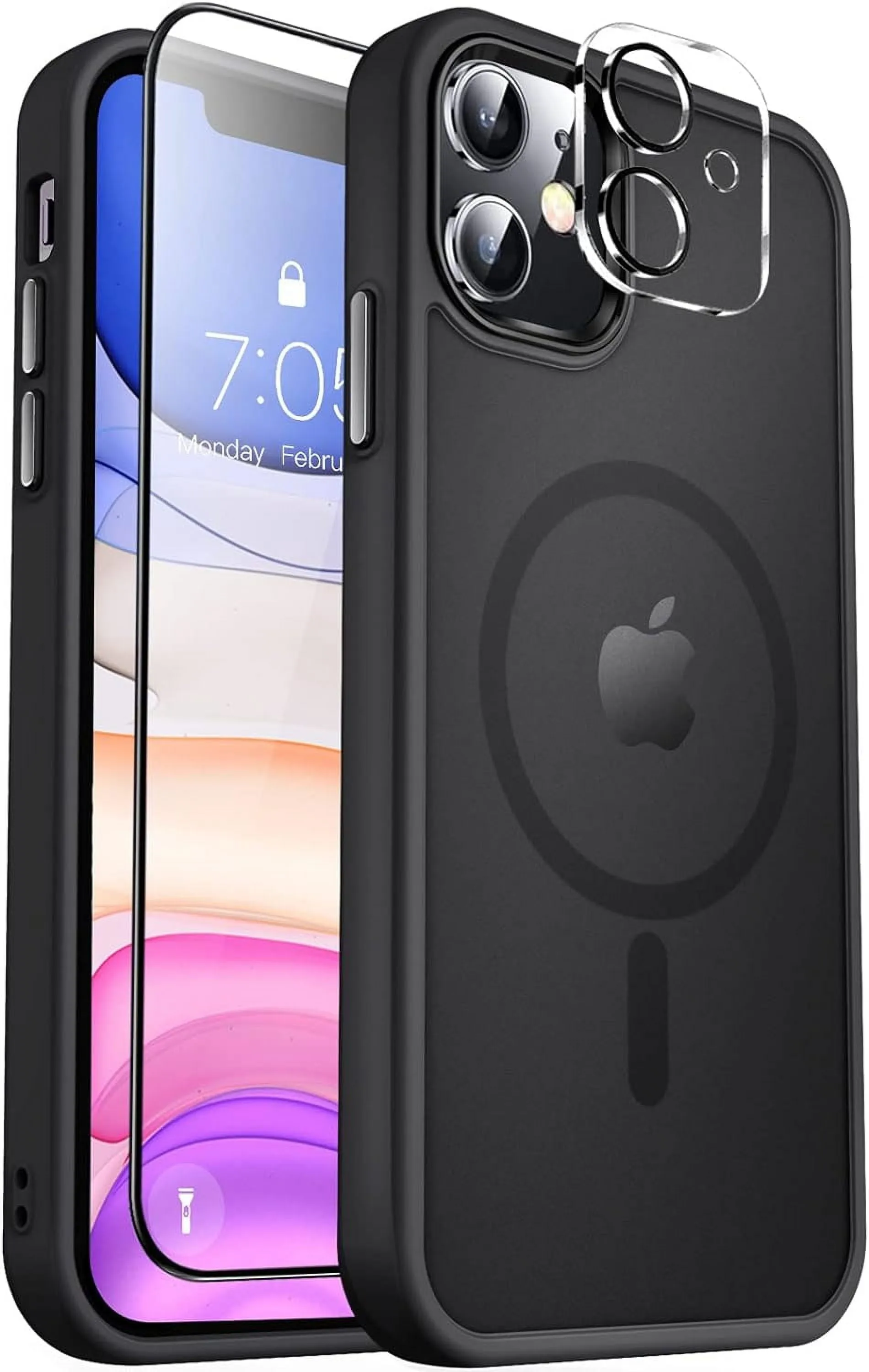 Entronix Apple iPhone 11 3-in-1 Bundle - [Magnetic] Translucent Matte Case, 1 Clear Screen Protector & 1 Camera Lens Protector,