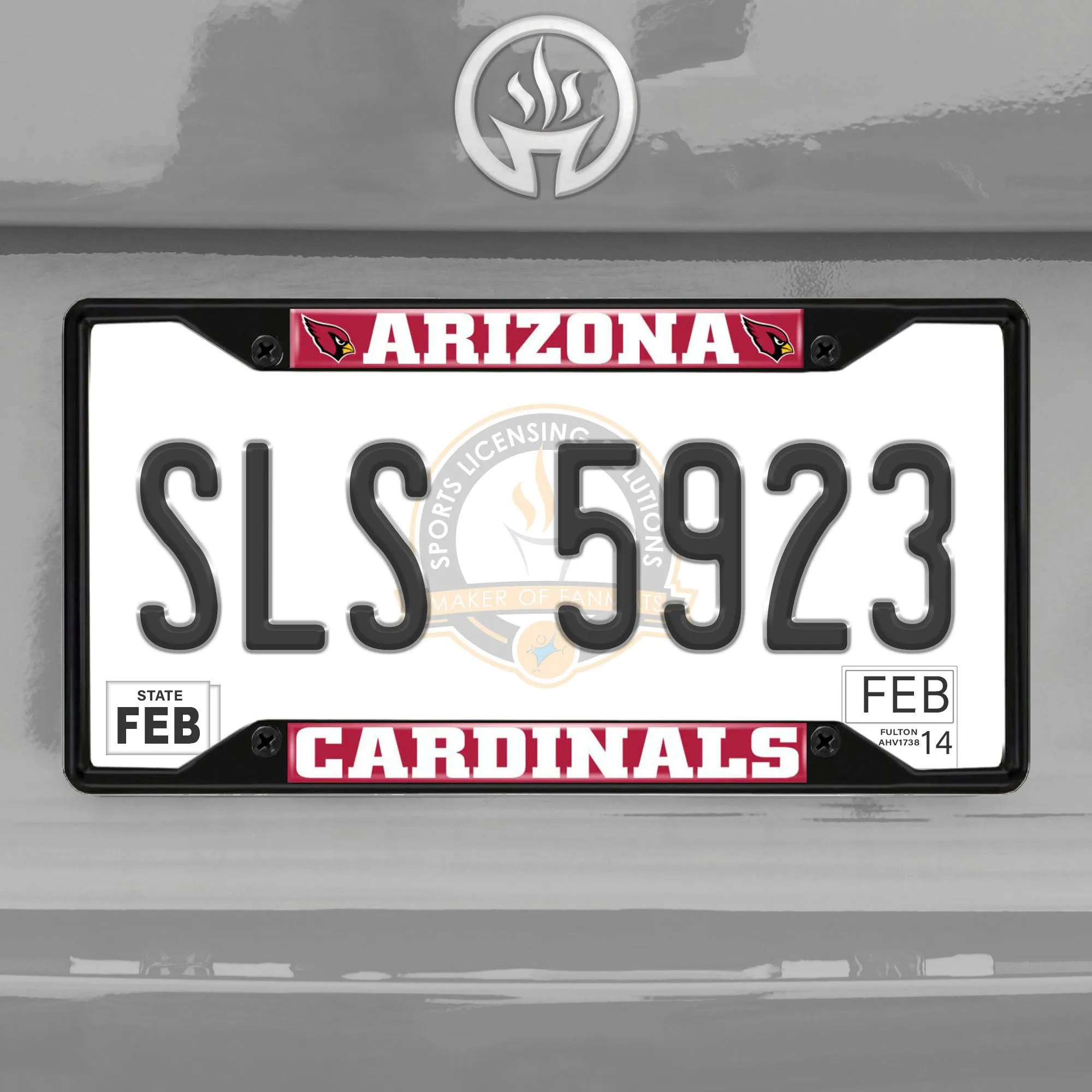 Fanmats Arizona Cardinals Metal License Plate Frame Black Finish