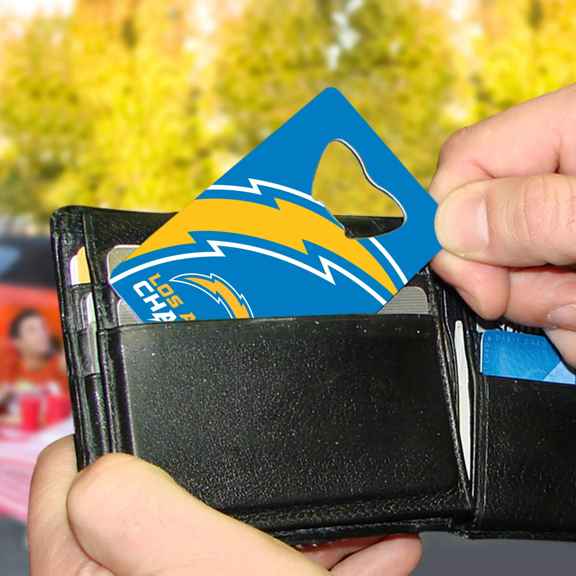 Fanmats Los Angeles Chargers Chargers Credit Card Style Bottle Opener - 2” x 3.25"