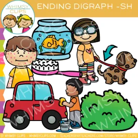 Final Digraph Clip Art - SH Words