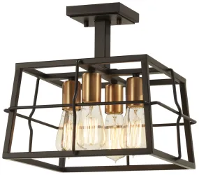 Four Light Semi Flush Mount from the Keeley Calle Collection in Painted Bronze W/Natural Brush Finish by Minka-Lavery