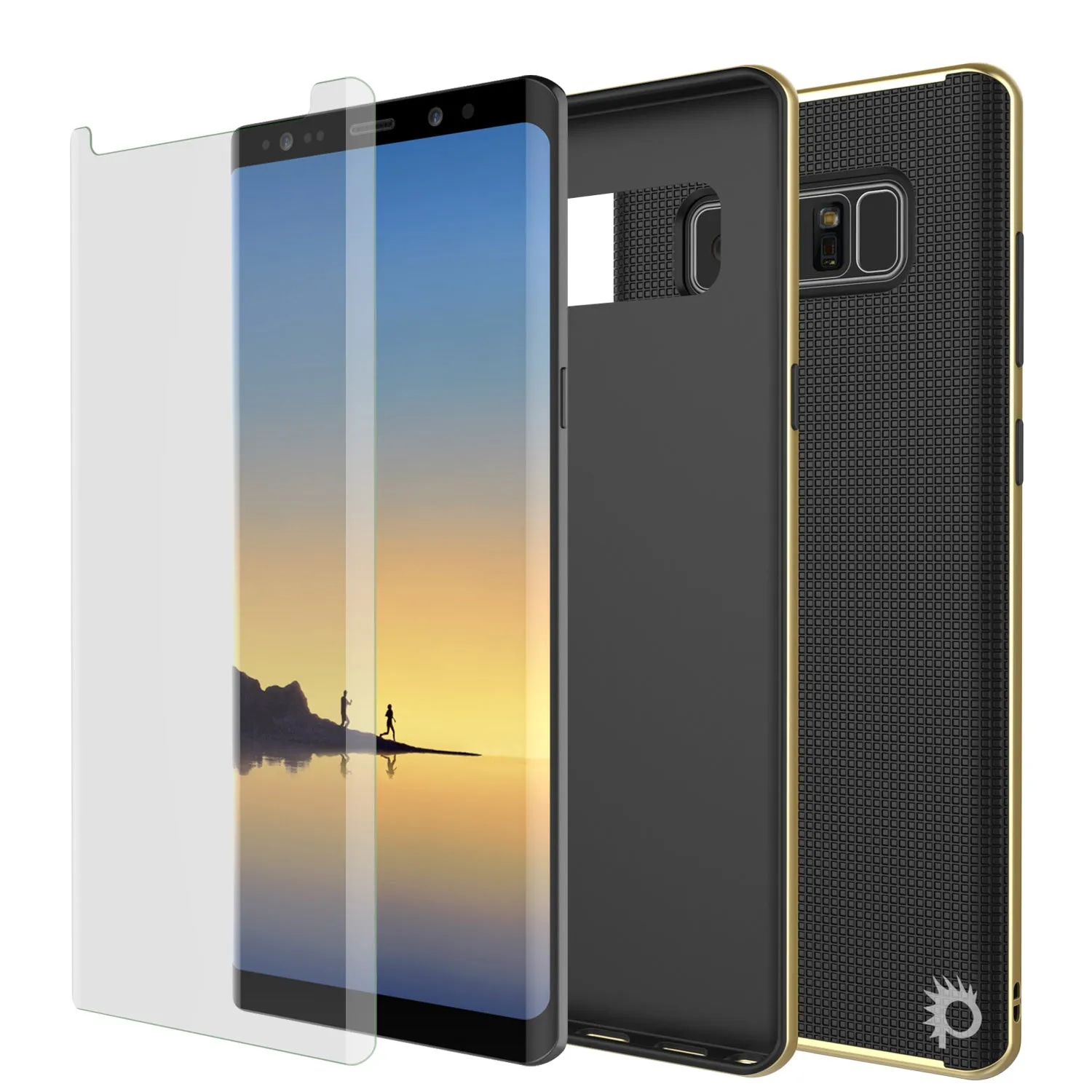 Galaxy Note 8 Hybrid 3-Piece Anti-Shock Dual Layer Bumper Case | Gold