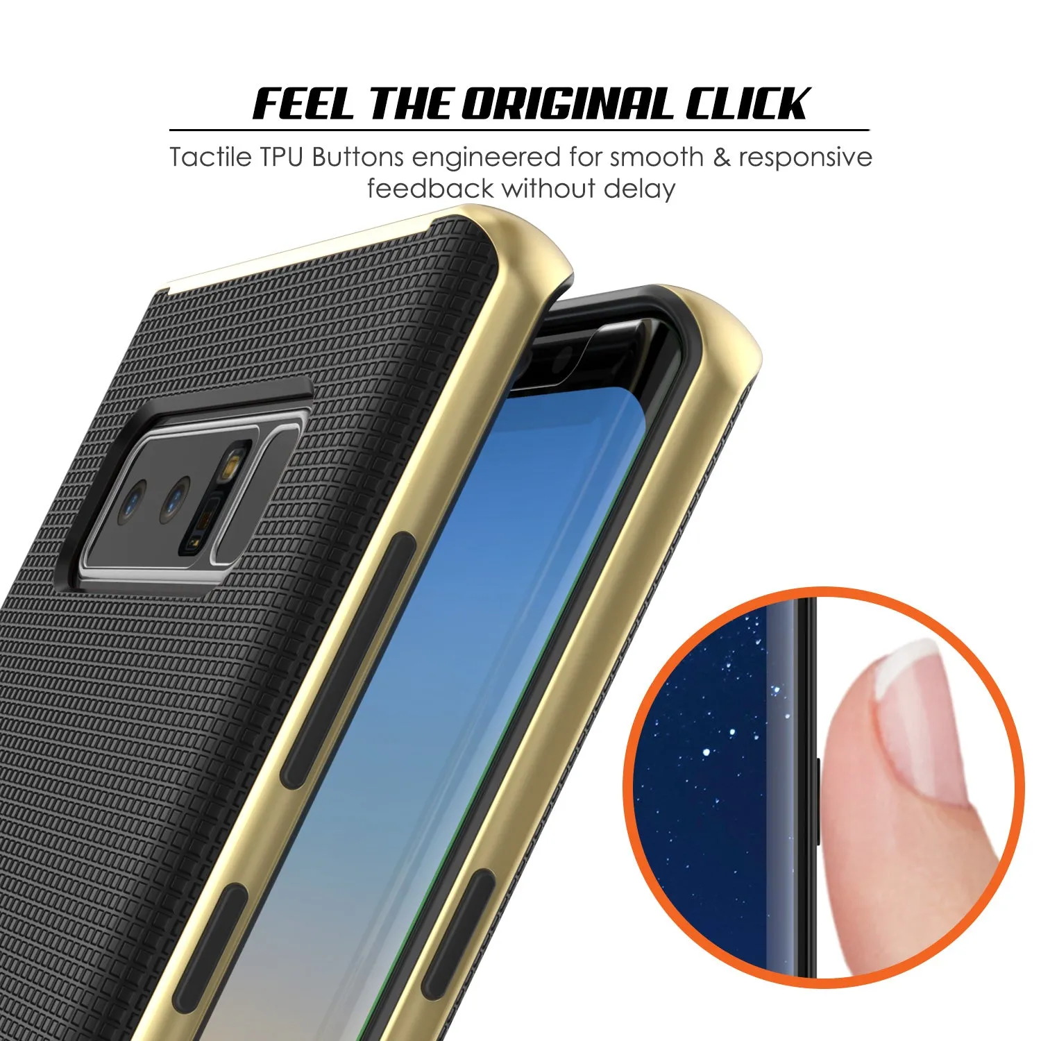 Galaxy Note 8 Hybrid 3-Piece Anti-Shock Dual Layer Bumper Case | Gold