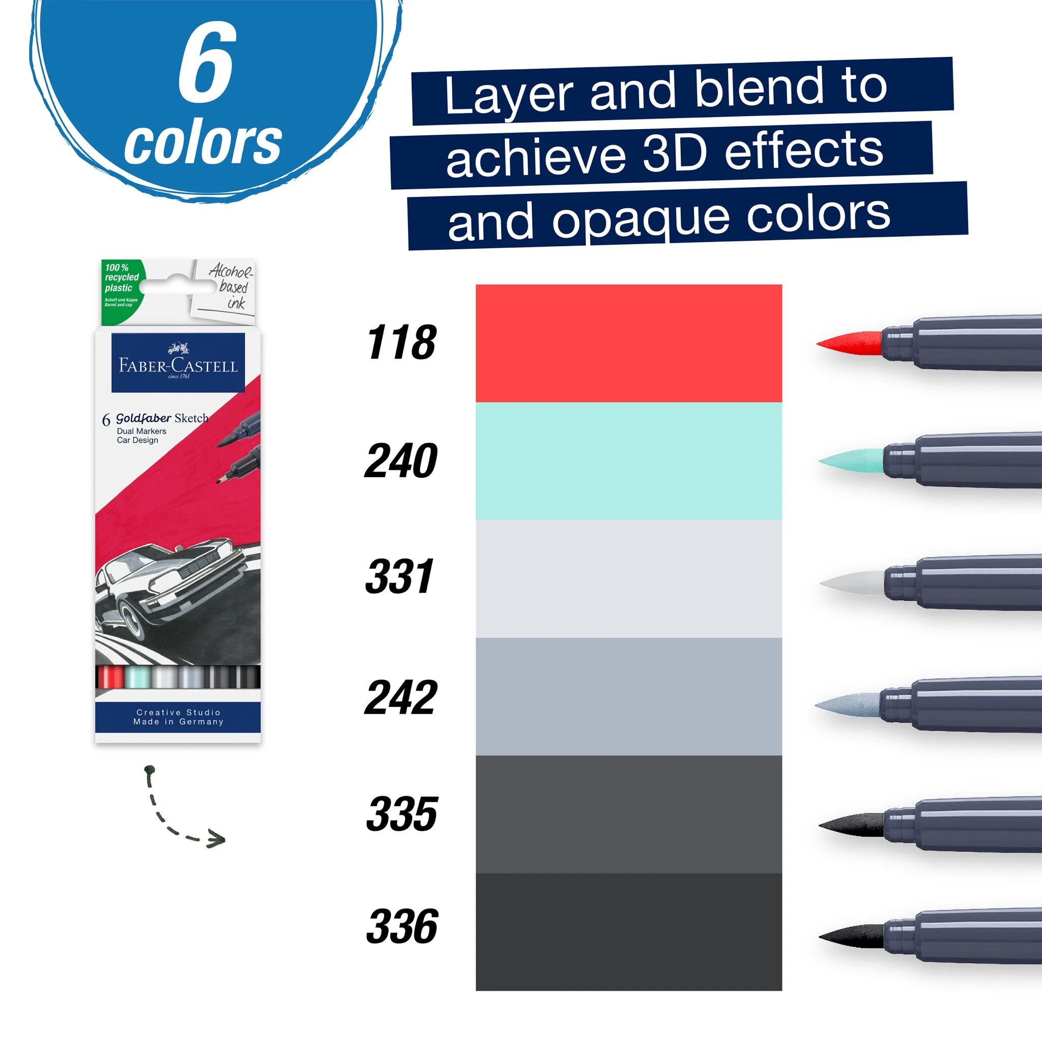 Goldfaber Sketch Markers, Car Design - Box of 6 - #164813